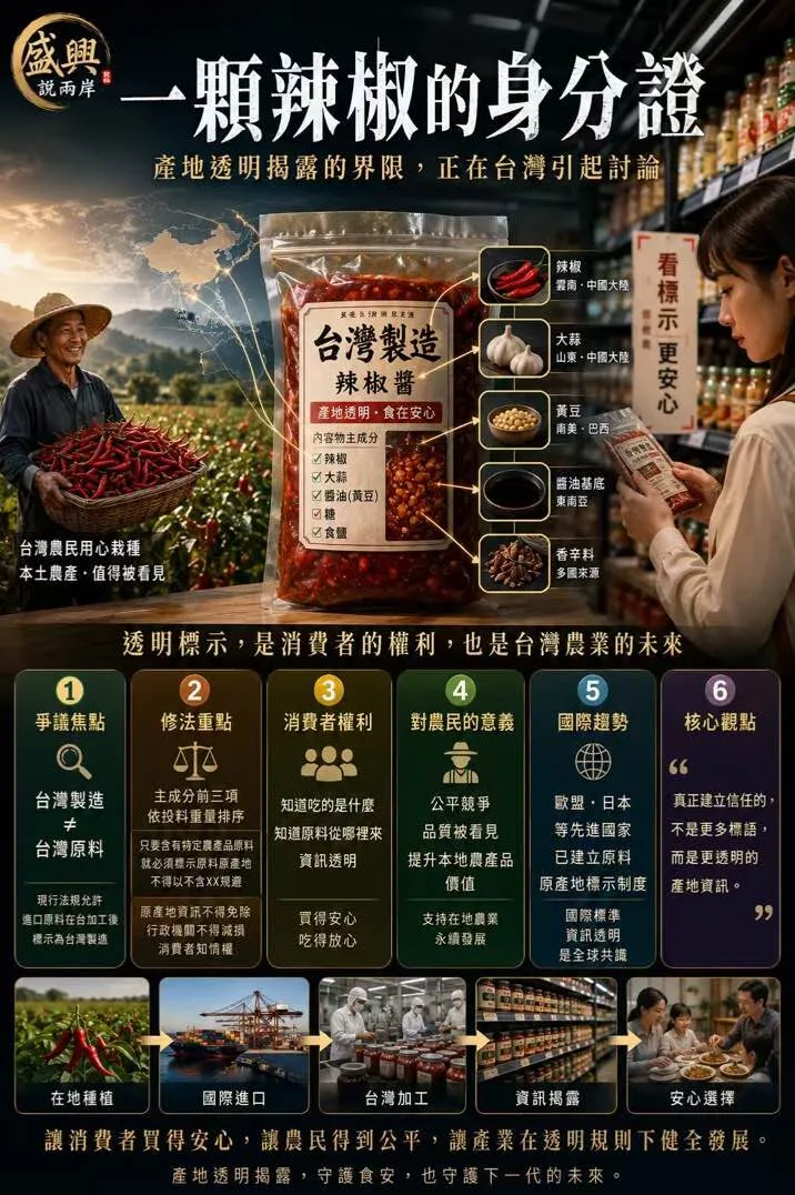 盛興說兩岸》一顆辣椒的身分證——產地透明揭露的界限正在台灣引起討論