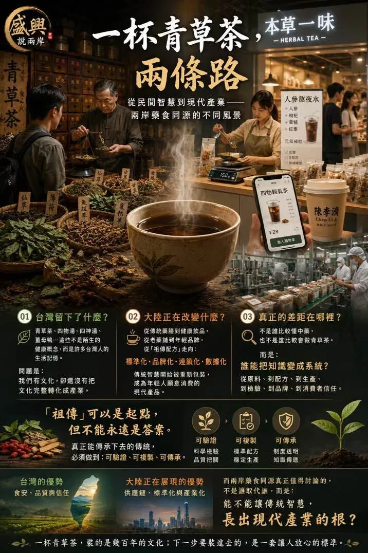 盛興說兩岸》從一杯青草茶談起——兩岸藥食同源的不同風景