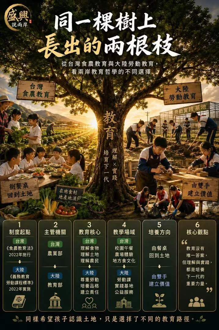 盛興說兩岸》同一棵樹上長出的兩根枝——從台灣食農教育與大陸勞動教育看兩岸教育哲學