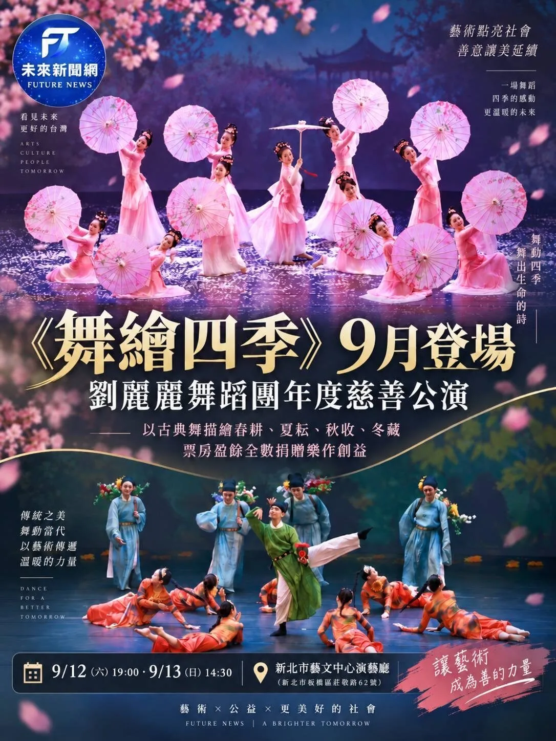 《舞繪四季》9月新北登場　劉麗麗舞蹈團以古典舞描繪春耕夏耘秋收冬藏　票房盈餘全數捐公益
