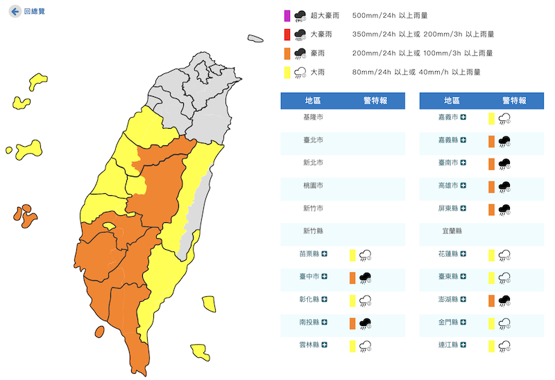 氣象署發布(7/26)豪雨特報