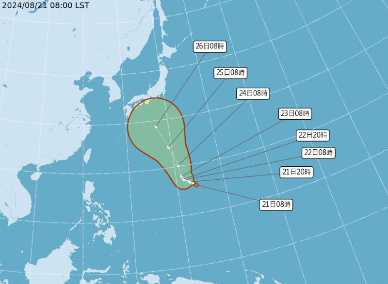 氣象署今(8/21)日發布颱風消息