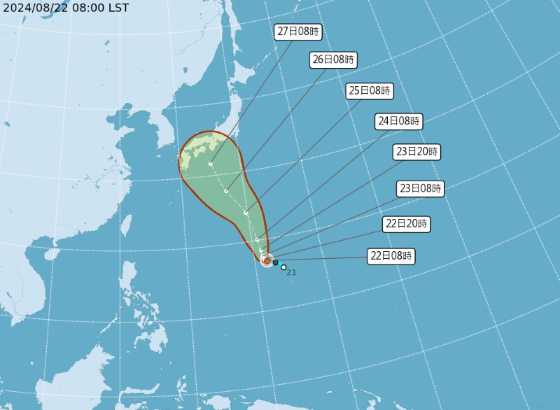 氣象署今(8/22)日發布颱風消息