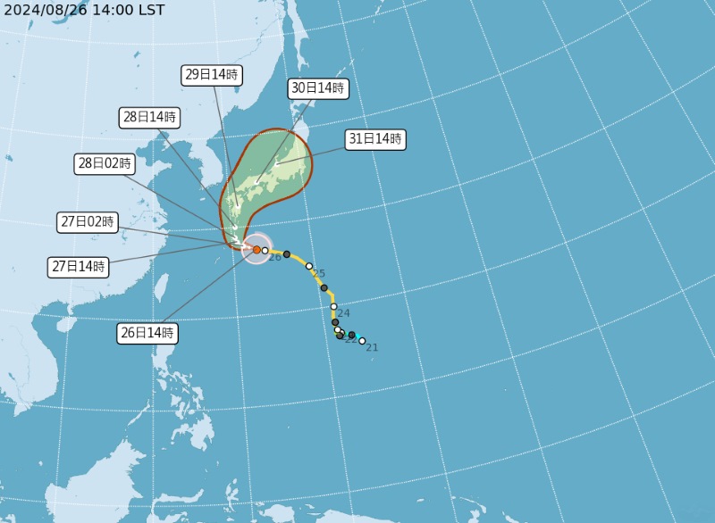 氣象署今(8/26)日發布颱風消息