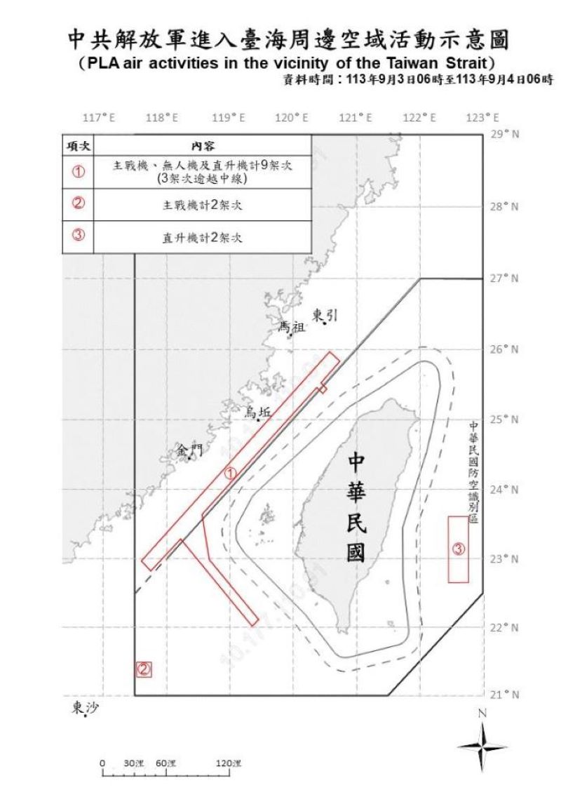 中共機艦臺海周邊活動 國軍嚴密監控應處